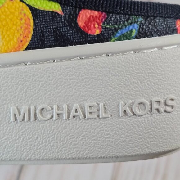 Michael Kors Poppy Slip-On Sneakers 6.5M Tropical Print MK Logo Canvas pristine! - Picture 6 of 10